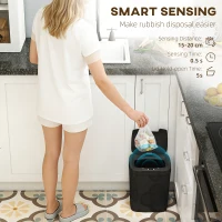 HOMCOM 15L Sensor Bin, Automatic Touchless Kitchen Bin, Easy Clean, Battery Operated for Home Office, Bedroom, Bathroom, Black(m-4)