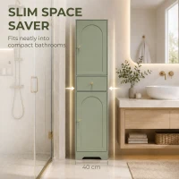 HOMCOM Tall Bathroom Cabinet with Arched Doors - Light Green(m-4)