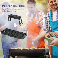 Outsunny Foldable Charcoal Grill - Black(m-4)