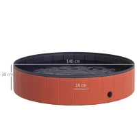 PawHut Piscina Vasca da Bagno Portatile Pieghevole per Cani Animali Domestici in PVC Φ140 x 30cm Rosso(m-3)