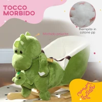 AIYAPLAY Cavallo a Dondolo per Bambini 18-36 Mesi a Dinosauro con Suoni e Rivestimento Morbido, Verde(m-7)