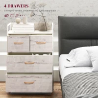 HOMCOM Rustic Chest of Four Fabric Drawers - Black(m-4)