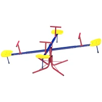 Outsunny Kids Metal Seesaw Teeter Totter Children's Playground Equipment for Garden Outdoor Indoor Swing, 4 Seats(m-10)