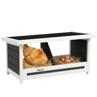 PawHut Pondoir nichoir pour poules 3 emplacements avec toit asphalte structure en bois 66 x 37 x 34 cm gris noir(m-11)
