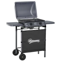 Outsunny 2 x 2.8kW Burner Gas BBQ - Grey(m-11)