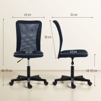 Vinsetto Computer Desk Chair, Mesh Office Chair with Adjustable Height and Swivel Wheels, Armless Study Chair, Dark Grey(m-3)