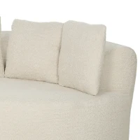 HOMCOM Sofá 3 Lugares Curvo em Chenille 188 cm, Sofá de Sala com Assento Profundo, 6 Almofadas, Enchimento Espesso, Creme(m-9)