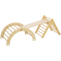 AIYAPLAY Triángulo de Escalada para Niños de 18-48 Meses con Rampa Escalador de Arco 219x72,5 cm Natural(m-11)