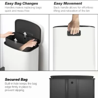 HOMCOM 50L Kitchen Bin with Soft-Close Lid and Stay-Open Function, Stainless Steel Pedal Bin with Removable Inner Bucket, Carry Handle for Kitchen, Office, Home, Cream(m-7)