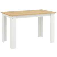 HOMCOM Dining Table for 4-6 People, Kitchen Table with Wood Effect for Dining Room, Oak and White(m-1)