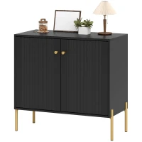 HOMCOM Sideboard Buffet Cabinet, Coffee Bar Cabinet with Fluted Doors and Adjustable Shelf, Black(m-11)