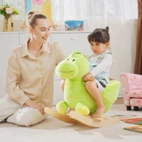 HOMCOM Kids Rocking Horse, Plush Ride-On Dinosaur Seat, with Seat Seat Belt, 32 Songs, Ride-On Horse(m-8)