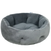 PawHut Cat Bed, Reversible Dog Pet Bed for Indoor Cats and Small Dogs, Round Bed with Supportive Bolster, Dark Grey(m-1)