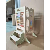 AIYAPLAY Tour Montessori 6 en 1 pour enfants, marchepied d'aide en cuisine avec tableau, 2-6 ans, vert(m-5)