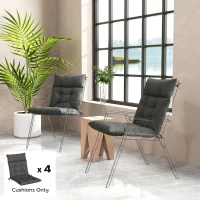 Outsunny Patio Chair Cushions Set of 4, Waterproof Non-Slip Lounge Chair Cushions, 112x53cm, Dark Grey(m-10)