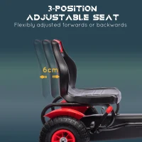 HOMCOM Pedal Go Kart, Kids Ride On Racer with Adjustable Seat, Inflatable Rubber Tyres, Handbrake for Ages 5-12 Years - Red(m-4)