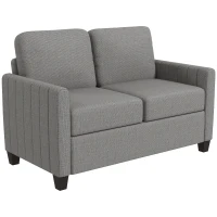 HOMCOM 2 Seater Sofa, Channel Tufted Modern Fabric Couch, Comfy Upholstered Small Sofa Loveseat with Spring Cushion, Back Pillow, for Living Room, Bedroom, Office, Light Grey(m-11)