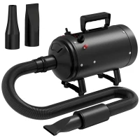 PawHut 2200W Dog Hair Dryer with Adjustable Temperature & Velocity, 3 Different Nozzles, Black(m-1)