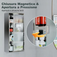HOMCOM Armadietto Medicinale Cassetta Porta Medicina a Quattro Ripiani in Acciaio Inox 30 x 12 x 60cm(m-4)