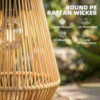 Outsunny Hanging Solar Lanterns, 2 Pack Rattan Solar Lights with Handle for Patio, Pathway, Terrace, Auto On/Off, Brown(m-6)