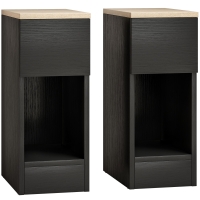 HOMCOM Set of Two Modern Storage Bedside Tables - Black