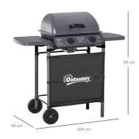 Outsunny 2 x 2.8kW Burner Gas BBQ - Grey(m-3)