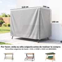Outsunny Funda Protectora Impermeable para Balancín de Jardín 3 Plazas con Cremallera Antipolvo y Antiviento 215x155x150 cm(m-3)
