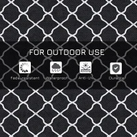 Outsunny Reversible Outdoor Rug, Plastic Straw Mat w/ Carry Bag Ground Stakes for Garden RV Picnic Beach Camping 182x274cm Black(m-6)