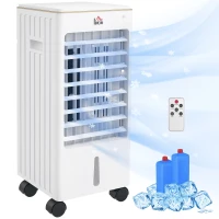 HOMCOM Refroidisseur d'air ventilateur humidificateur 3 en 1 avec télécommande, minuterie, oscillation, affichage LED(m-11)