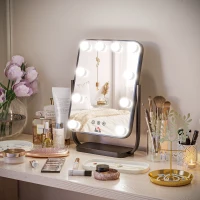 HOMCOM Specchio Trucco Illuminato Inclinabile con 12 Luci LED e Luminosità Regolabile, 32.8Lx11x47.4cm(m-2)