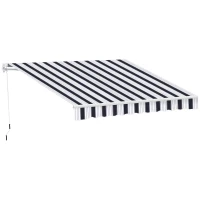 Outsunny Tenda da Sole a Bracci 2.5x2m Avvolgibile Manuale in Alluminio e Poliestere Blu e Bianco(m-1)