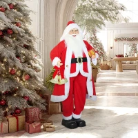 HOMCOM Weihnachtsmann 1,15 m stehende Weihnachtsmann mit Geschenk- und Weihnachtsglock Indoor, Rot(m-10)