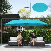 Outsunny 4.6m Double Garden Parasol - Sky Blue(m-3)