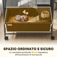 PawHut Gabbia per Conigli in Acciaio a 4 Livelli con Piattaforme, Rampe, Ruote, Serbatoio Acqua e Vassoio Rimovibile, Nero(m-4)