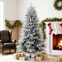 HOMCOM Schneebeflockter Weihnachtsbaum 180 cm mit 1920 Spitzen, Klappsystem, künstlich, voll(m-10)