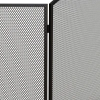 HOMCOM Protector de Chimenea Plegable de 3 Paneles Pantalla de Chimenea con Estructura de Acero 96x62 cm Negro(m-9)