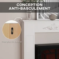 HOMCOM Manteau de cheminée encadrement cadre décoratif pour cheminée électrique 101 x 19 x 100 cm bois blanc(m-6)