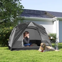 Outsunny Camping Tent, Easy Set Up 2-3 Man Tent with Sewn-in Groundsheet, 3000 mm Dome Tent w/ Mesh Windows, Dark Grey(m-2)