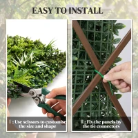 Outsunny Grass Wall Panels, 100 x 100 cm Artificial Grass Wall Decor with Tie Connectors, Greenery Backdrop Panels, Green(m-6)