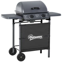 Outsunny 2 x 2.8kW Burner Gas BBQ - Grey(m-1)