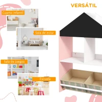 ZONEKIZ Organizador Infantil Estantería para Juguetes con Estantes Abiertos y 2 Cajas Extraíbles 62,4x26,5x90 cm Rosa(m-6)