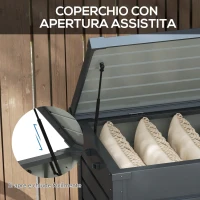 Outsunny Baule da Esterno da 311L con Serratura e 2 Maniglie, in Acciaio Zincato, 120x62x66 cm, Grigio Scuro(m-6)