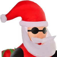 HOMCOM Babbo Natale Gonfiabile su Motocicletta 165cm con Luci LED Integrate, Decorazione Natalizia da Esterno(m-8)