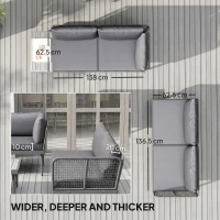 Outsunny Thee-Piece 'L' Rattan Sofa Set - Grey(m-5)