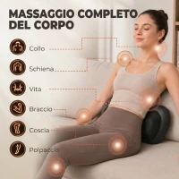 HOMCOM Cuscino Massaggiante Schiena Collo con Riscaldamento e 4 Nodi Shiatsu, per Casa, Ufficio, Auto, Nero(m-6)