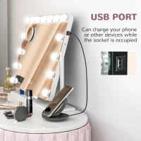 HOMCOM 14 LED bulb Tabletop Makeup Mirror, with Adjustable Settings(m-6)