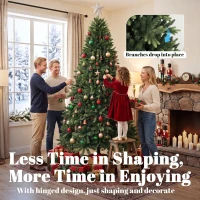 HOMCOM Artificial Christmas Tree, Hinged Xmas Tree with 3834 PE & PVC Branch Tips, 7ft, Green(m-6)