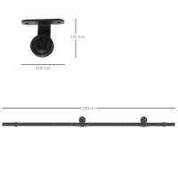 HOMCOM Kit pentru ușă glisantă din oțel carbon cu șine, opritoare și ghidaje, 200x40x0.6 cm, Negru(m-3)