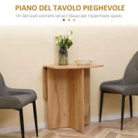 HOMCOM Tavolo da Pranzo Pieghevole Salvaspazio in Legno, 90x60x74cm, Quercia(m-5)
