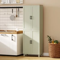 HOMCOM Freestanding Kitchen Cupboard, 4-Door Storage Cabinet with Adjustable Shelves, Modern Kitchen Pantry, 170cm, Green(m-10)